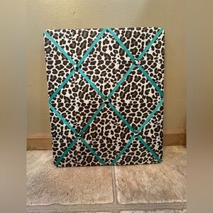 16x19 Leopard Print Memo Board with Teal Ribbon